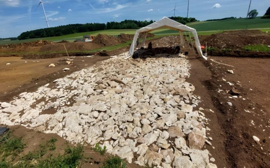 Excavated foundation of the Roman Alblimes Road near Drackenstein