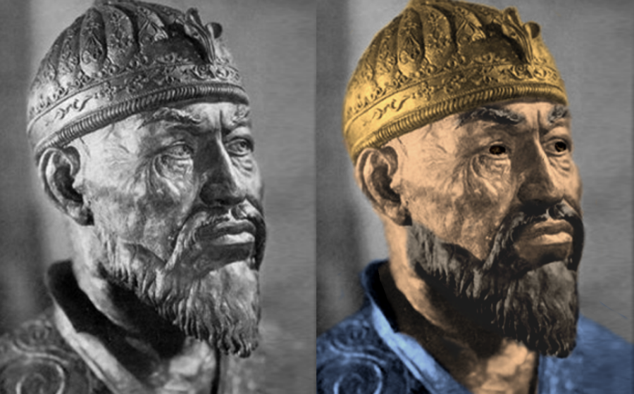 Facial reconstruction of Timur based on osteological analysis conducted by Soviet anthropologist Mikhail Gerasimov following the 1941 excavation of the tomb at Gur-e-Amir, Samarkand, Uzbekistan