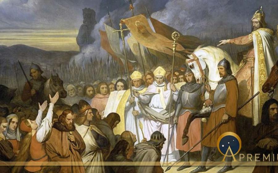 Charlemagne receiving the submission of Widukind at Paderborn in 785, by Ary Scheffer (1840) (Public Domain)