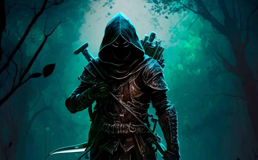 An assassin holding a falchion sword. Source: jaysen / Adobe Stock.