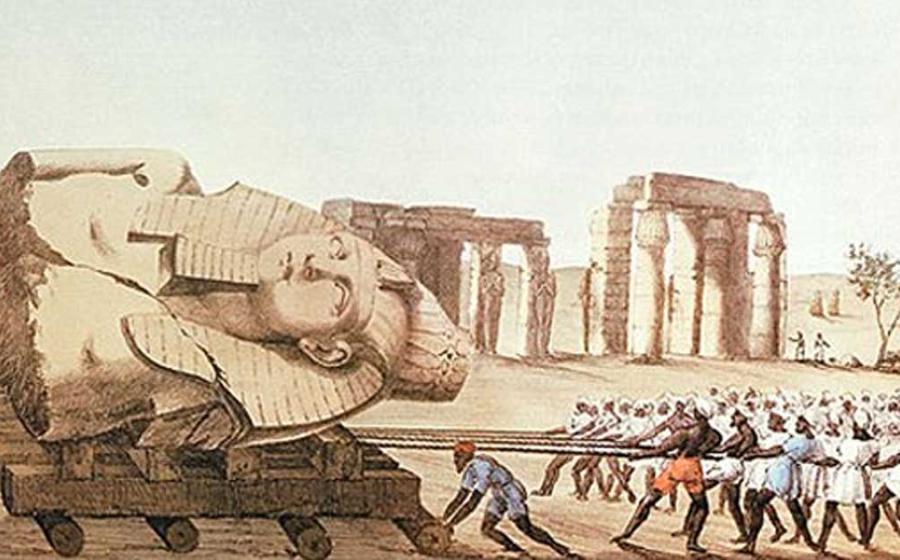 An artist’s representation of Giovanni Battista Belzoni’s expedition. Belzoni is one of many researchers who entered the tomb KV20.