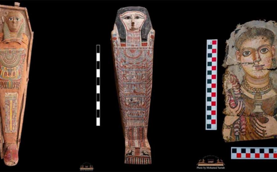 Composite image of the rare mummy portraits unearthed in Egypt. Source: Ministry of Tourism & Antiquities