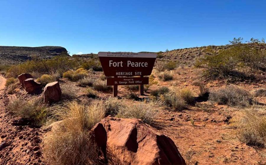 Fort Pearce protected heritage site Sign.	Source: Jacqueline Russell/BLM Utah/ Public Domain