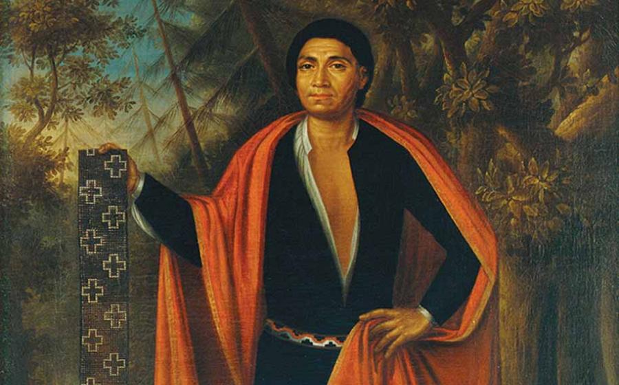 Portrait of Tee Yee Ho Ga Row, baptized as Hendrick Tejonihokarawa, during his visit as part of the Four Indian Kings to Queen Anne in London in 1710, by Jan Verelst. Source: Public domain