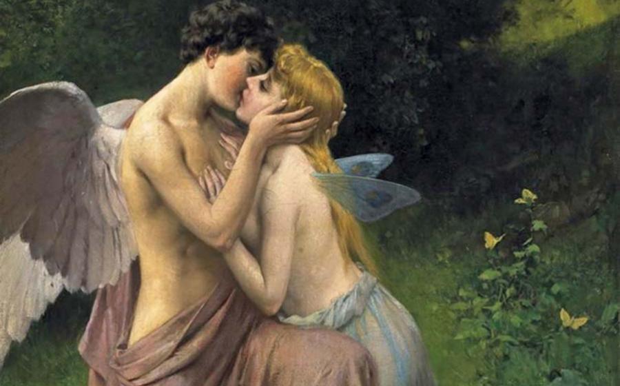 Friedrich Paul Thumann, (1834-1908), "Cupid (Eros) and Psyche."