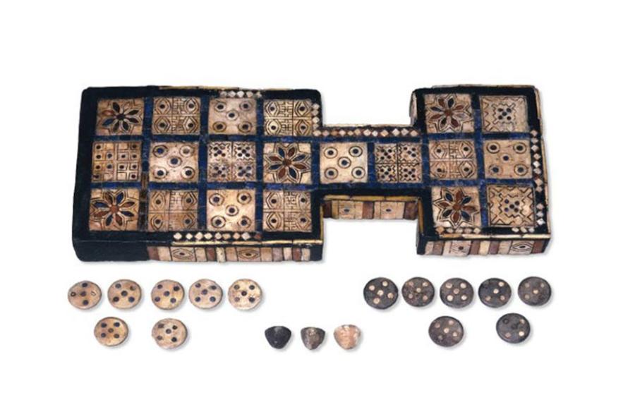 The Royal Game of Ur board (or Game of Twenty Squares), found in the Royal Tombs of Ur in Mesopotamia, dating c. 2600-2400 B.C. Source: The Trustees of British Museum / Provided by the author