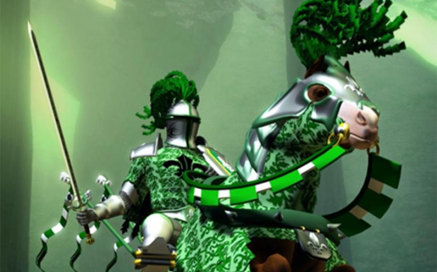 Representation of the Green Knight from the Gawain poem.  Source: Luca Oleastri / Adobe stock