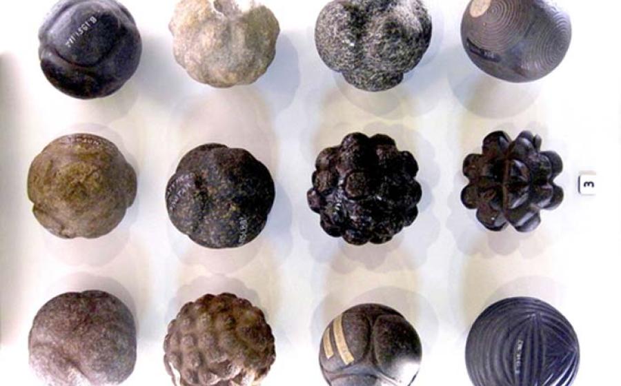 Figure 1. Geometric stone spheres. (Photo Credit: Martin Morrison, taken at Hunterian Museum, Glasgow)