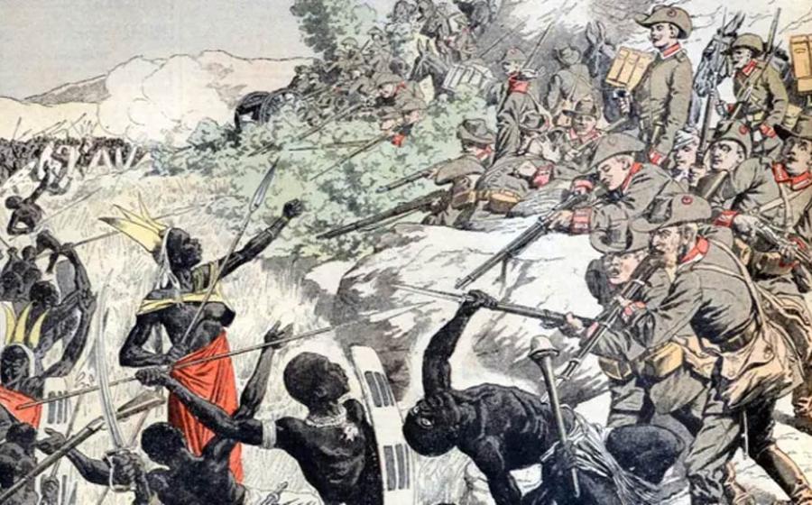 German soldiers shooting Herero people in 1904