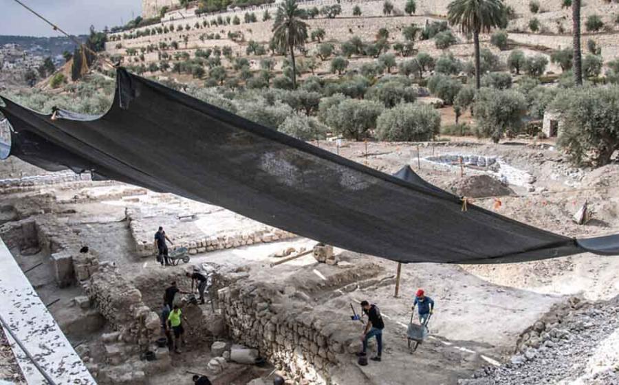 The Gethsemane garden area archaeological site where the ritual baths were found (far left just beyond the frame of this image).