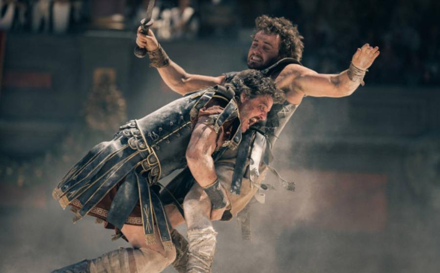 Pedro Pascal plays General Acacius and Paul Mescal plays Lucius in Gladiator II