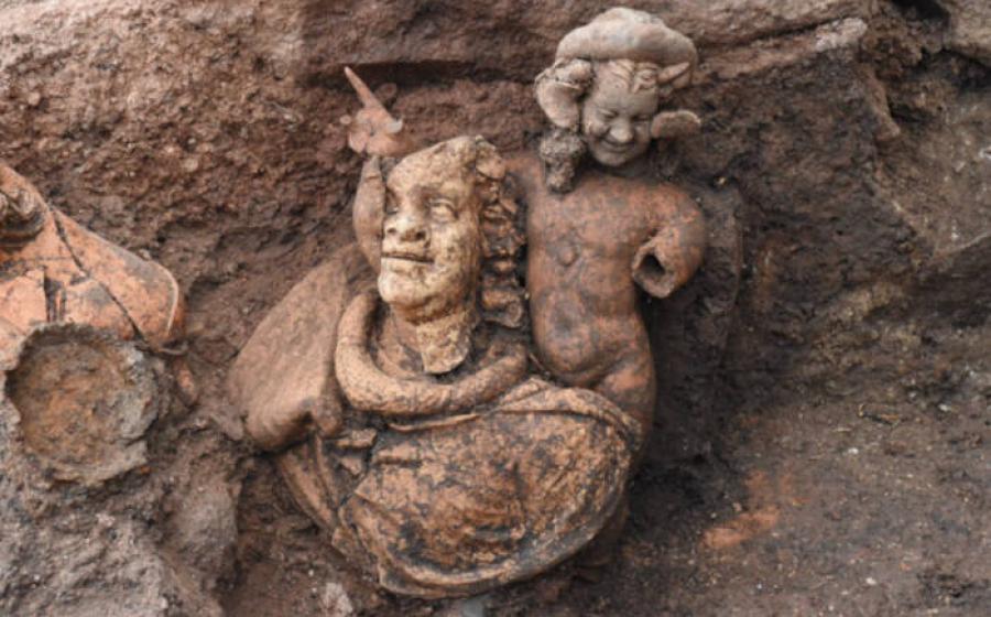 Terracotta figurines of young Dionysus, Pan, and goat-shaped vessels discovered at Kurul Castle