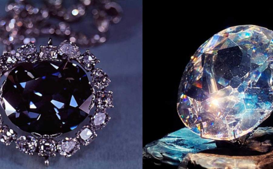 Left; Replica of the Koh-i-Noor diamond. Right; The Hope Diamond, one of the largest of all blue diamonds. Source: Left; Public Domain, Right; Public Domain