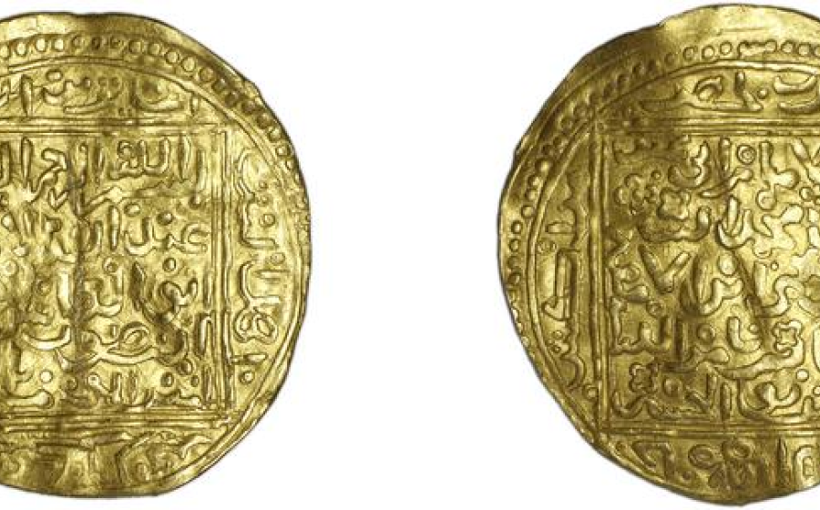 Gold coins recovered from a seventeenth-century Dutch shipwreck. The coins, bearing Arabic inscriptions, provide evidence of long-distance trade networks and global commerce during the early modern period