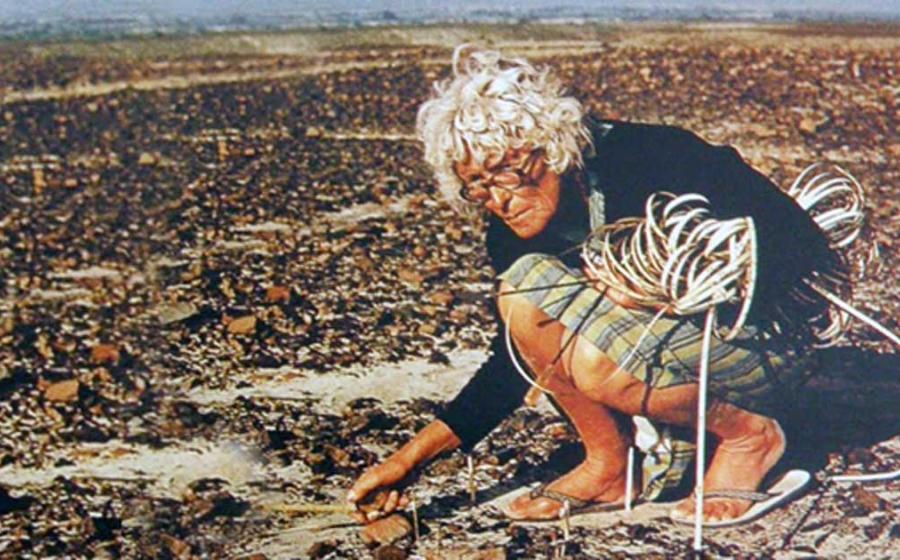Maria Reiche measuring the Nazca Lines.