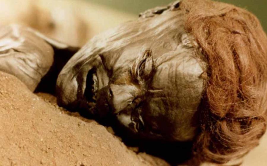 The face of the bog body known as Grauballe man. Source: Public domain
