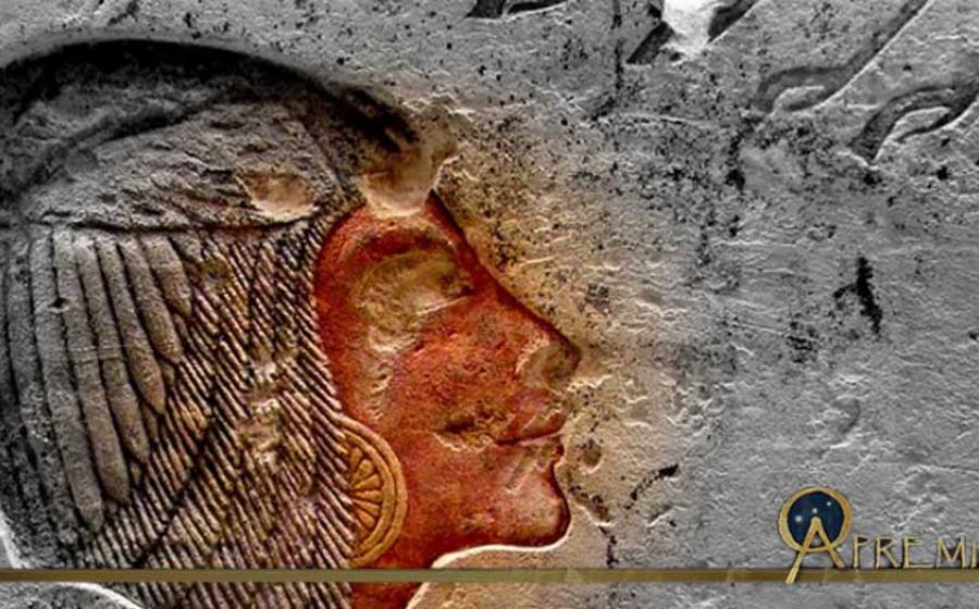 This painted limestone relief originally depicted Kiya, but was later recarved to portray Meritaten; design by Anand Balaji (Photo credit: Merja Attia, Ny Carlsberg Glyptotek, Copenhagen); Deriv.