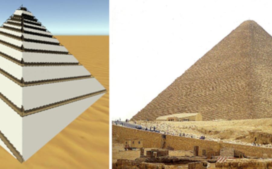 Left; Construction proposal image, Right; The Great Pyramid of Giza.