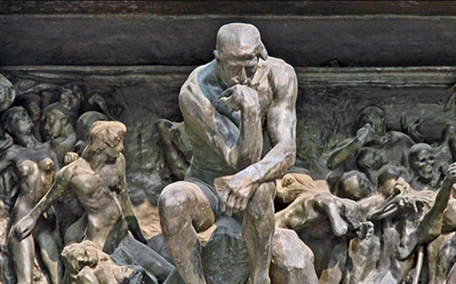 The Thinker in The Gates of Hell at the Musée Rodin. 