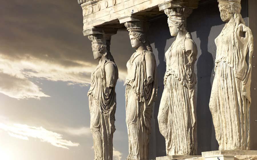 An ancient classic Greek poem taught to first year classics student at the University of Reading in England has been censored to avoid upsetting some students. Greek caryatids pillars depicting Greek women on the Acropolis of Athens, Greece. 		Source: Dimitrios / Adobe Stock
