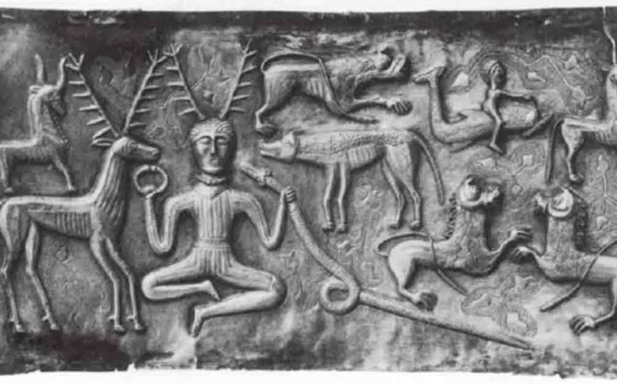 Scene on the Gundestrup Cauldron. Source: British Museum