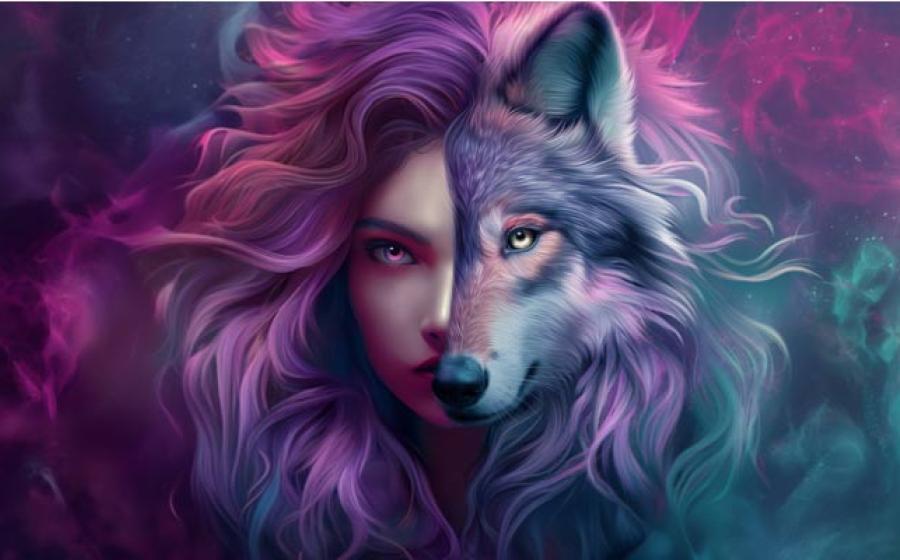 Half woman half wolf, representation of God’s She-Wolf.	Source: ana/Adobe Stock