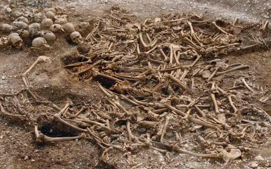 A mass grave of over 50 headless Vikings, known as the headless Vikings of Dorset. Source: Simon Fraser University / CC BY 2.0