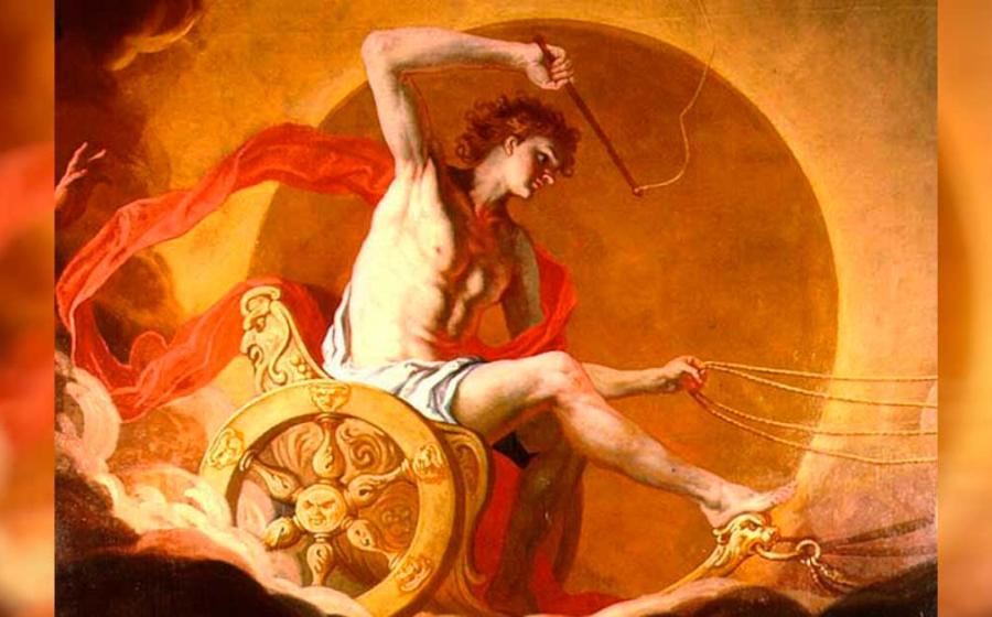Detail from Helios on His Chariot, a 17th century depiction of Helios the sun god of Greek mythology, by Hans Adam Weissenkircher. Source: Public domain
