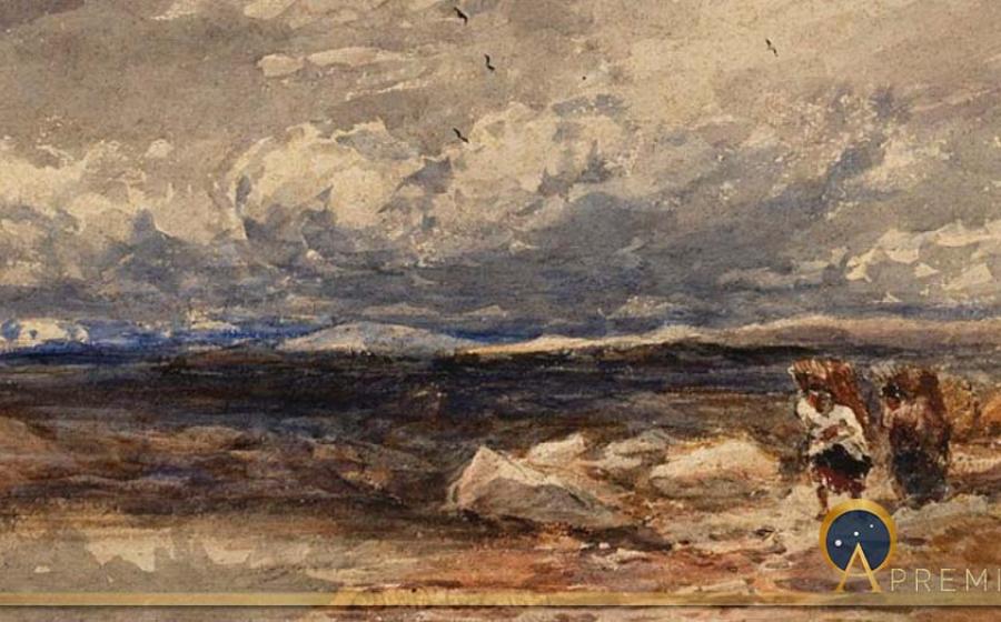Top Image: On Carrington Moss, shows individuals gathering material for besoms by David Cox (1851) (Public Domain)