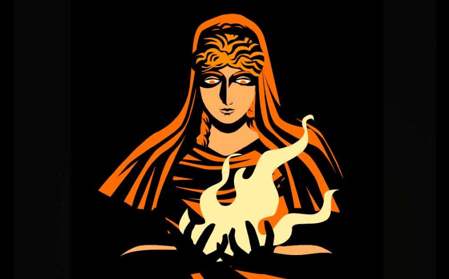 Hestia, the Greek goddess of the hearth and home, holding the flame of life. Source: matiasdelcarmine / Adobe Stock
