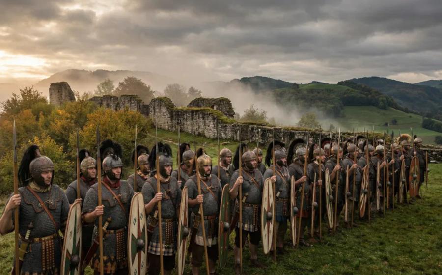 Representation of a Helvetian army legion within the Roman Empire