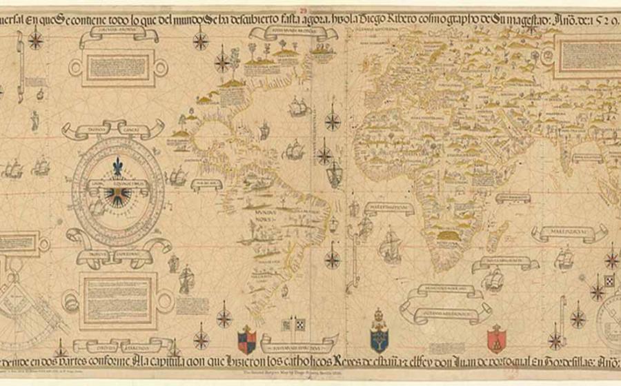 Facsimile of Diogo Ribeiro's 1529 Carta Universal.  Source: Public Domain		