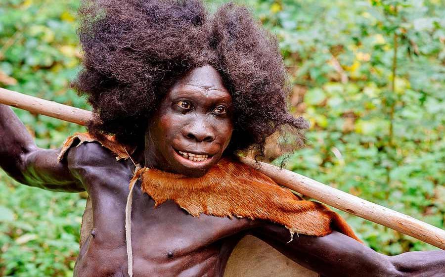 Reconstruction of the Homo erectus Turkana Boy from the Nariokotome, Kenya site, exhibited in the Neanderthal Museum in Erkrath, Germany. 
