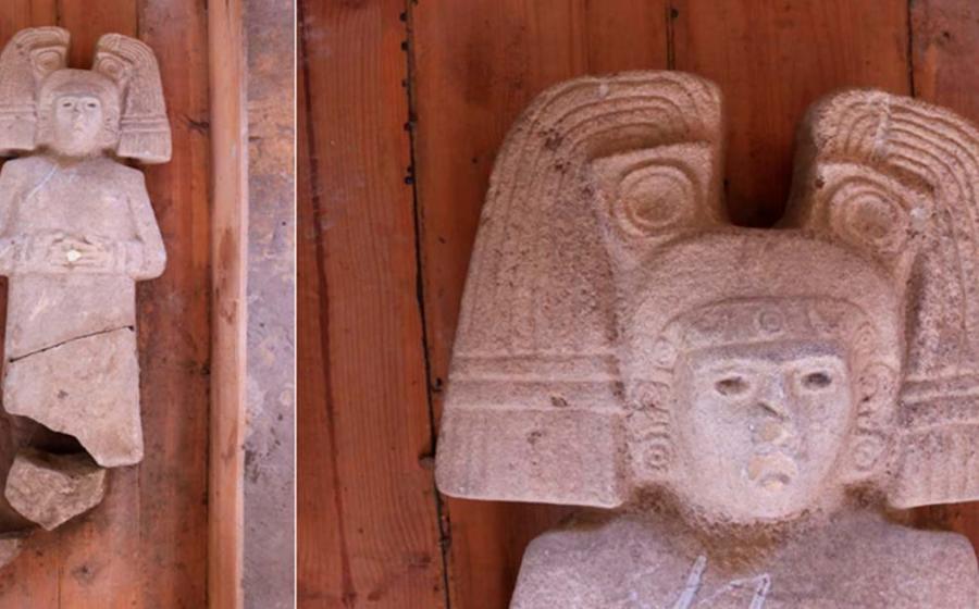 Detail of the Huastec statue which was discovered in Mexico. Source: INAH