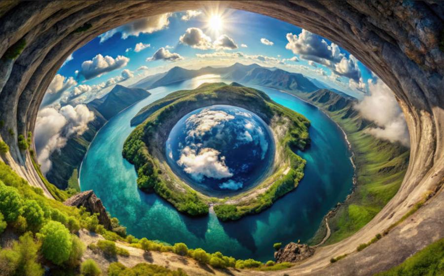 A human origins narrative: the Hollow Earth Theory AI image.
