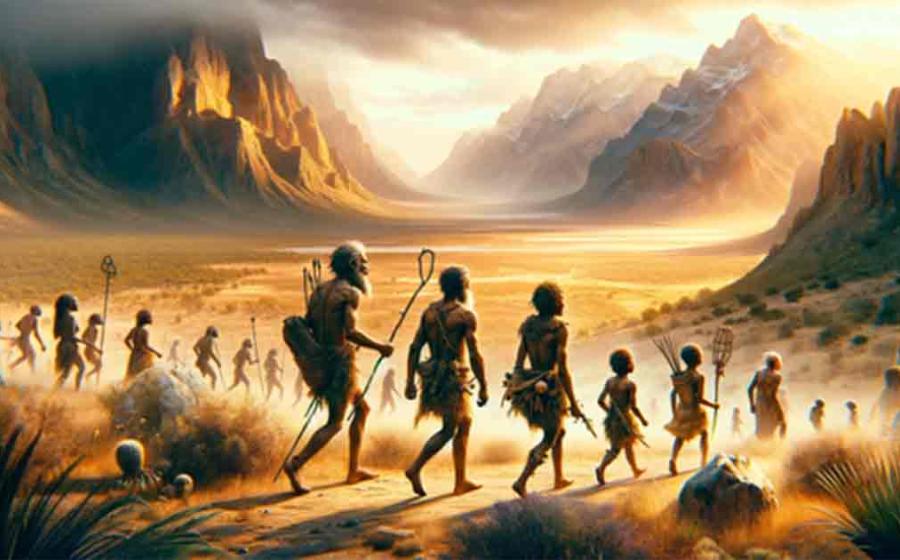 AI image of early human migration. Source: AI Generated