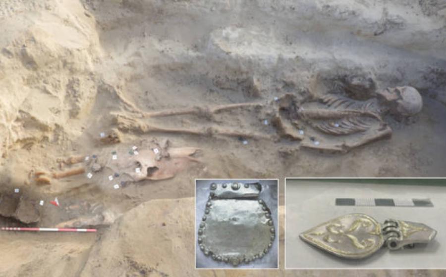 One of the Hungarian graves with inset close up of grave goods.