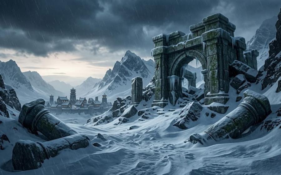 A cinematic animation of an ancient Arctic civilization. AI Generated