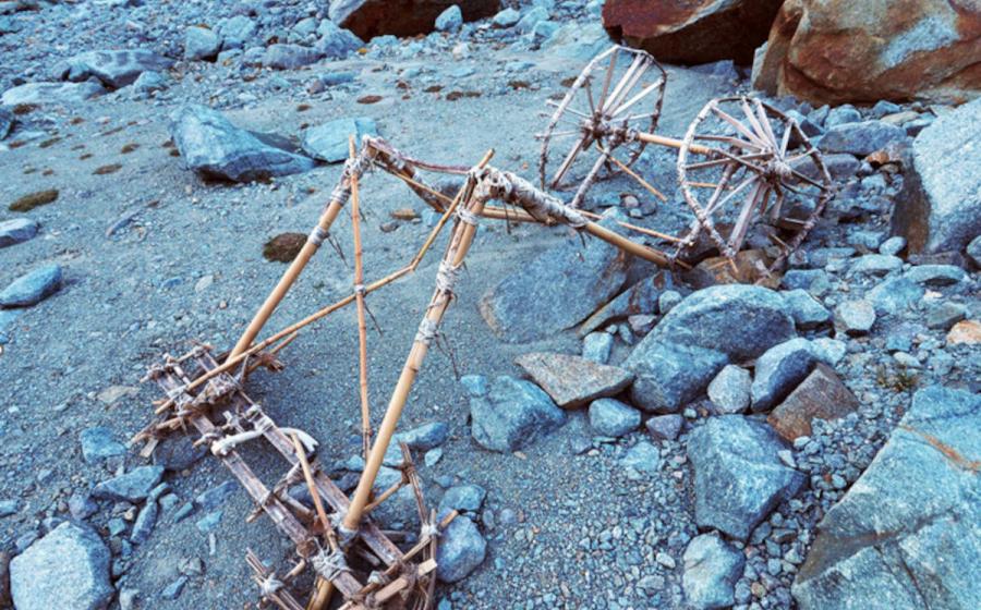 Curious bamboo contraption found at the Schwarzhorn Glacier, Switzerland. 
