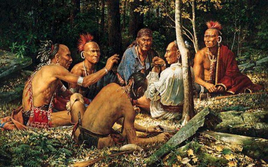 ‘The Storyteller’ by L.F. Tantillo depicting Haudenosaunee (Iroquois Confederacy) people. 