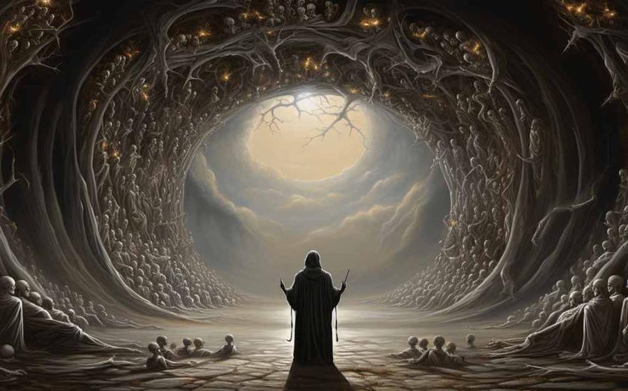 Ezekiel's vision of the valley of dry bones coming to life, signifying God's power to bring new life and open the gateway to heaven Generative AI.            Source: forenna /Adobe Stock)