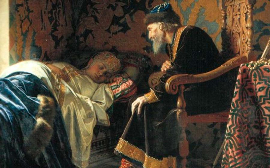 Ivan the Terrible admiring his sixth wife, Vasilisa Melentyeva.  Source: Public Domain