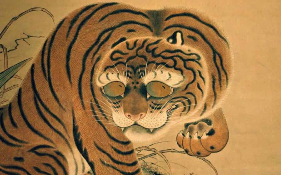 British Museum, Japanese tiger on a scroll painting.