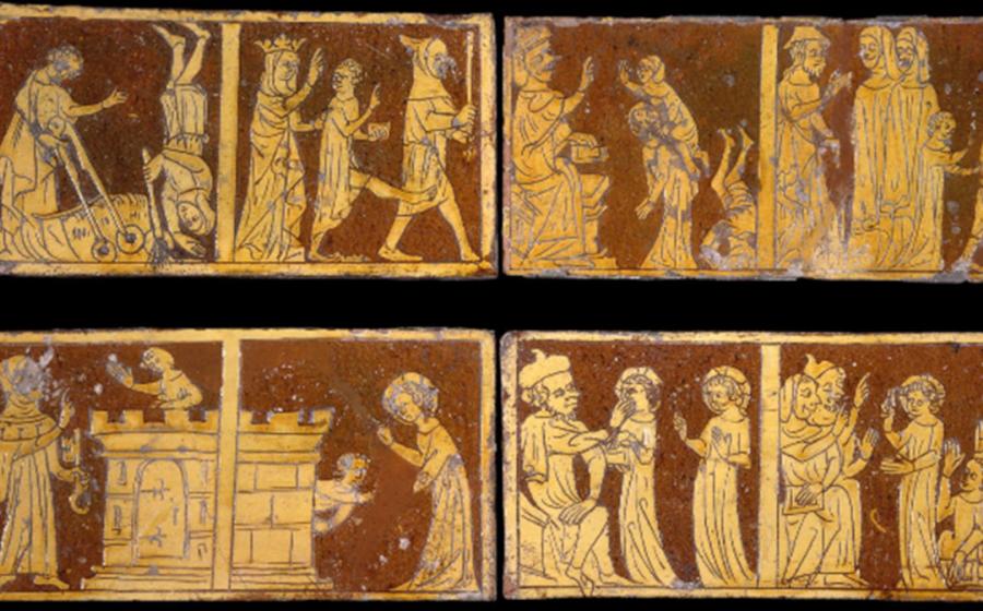 Tring Tiles depicting stories from Jesus’s childhood recounted in the Infancy Gospel of Thomas
