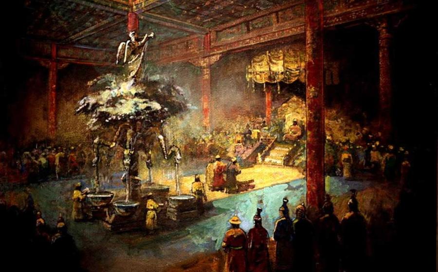 Painting depicting what the silver tree of Karakorum may have looked like. 