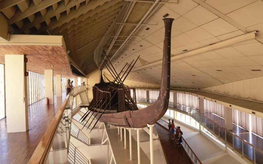 The reconstructed solar barge of Khufu.