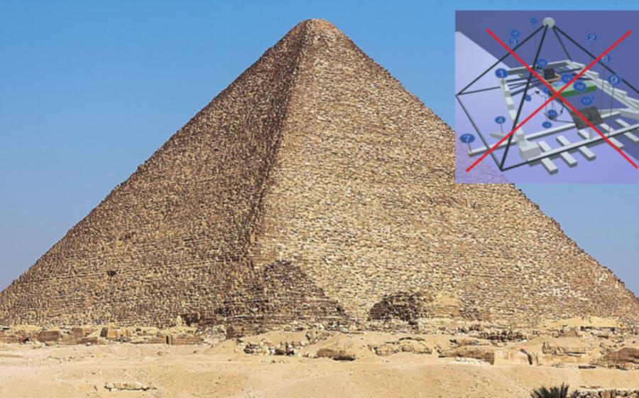 The Great Pyramid of Giza with inset, retracted pyramid plan image.