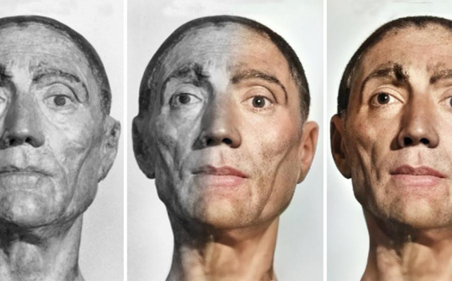 Left: artist Matt Loughrey’s reconstruction of the bust of King Henry VII of England. (Courtesy of Matt Loughrey / My Colorful Past).     Right: Henry Tudor, painted on 29 October 1505 AD by Herman Rinck, an agent for the Holy Roman Emperor, Maximilian I. (National Portrait Gallery / Public domain)