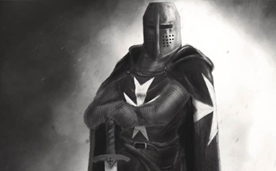 A modern representation of a member of the Knights Hospitallers. 