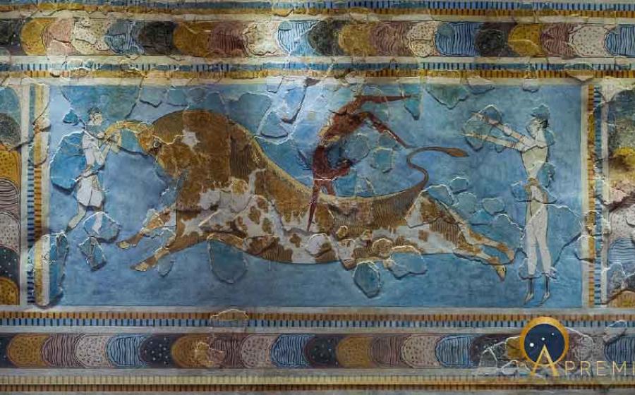 Fresco found in Knossos palace, Crete, Greece, dated 1600 - 1450 BC (CC0)